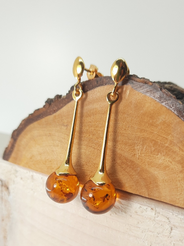 Amber earrings and silver