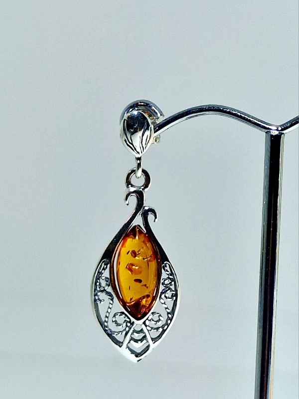 Artisana Orecchini In Ambra Baltica E Argento 925 Rodiato - Multicolore, Lunghezza 3,4 Cm, In Confezione Regalo