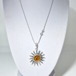 Amber sun pendant - Sterling silver