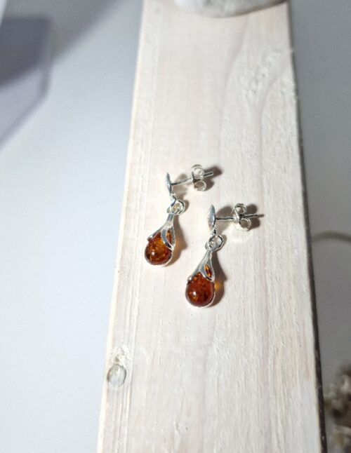 Sterling silver earrings and Amber