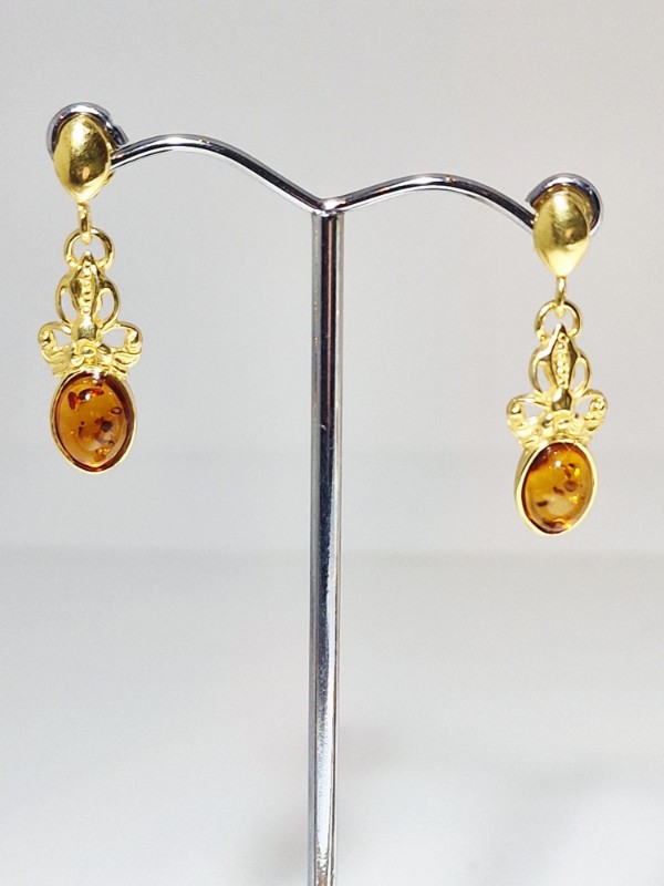 Sterling silver gold plated and amber