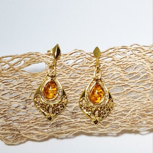 Sterling silver earrings and amber